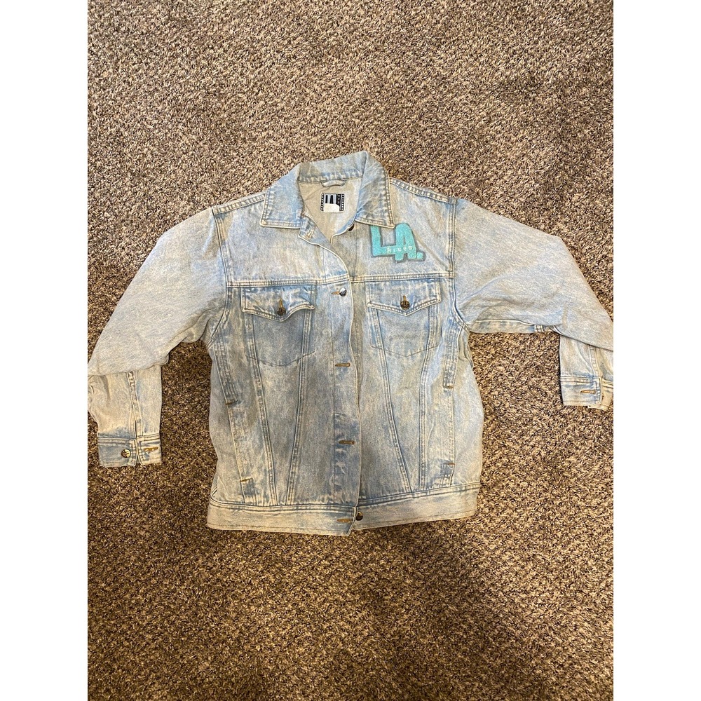 Vintage LA Blues Like LA gear Denim Jacket Womens Medium Clean Acid Wash Rare